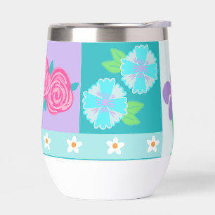 Vibrant Blooming Flowers Design Thermal Wine Tumbler