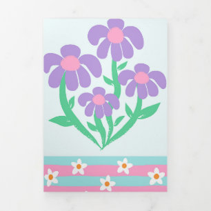 Vibrant Blooming Flowers Design Tri-Fold Card