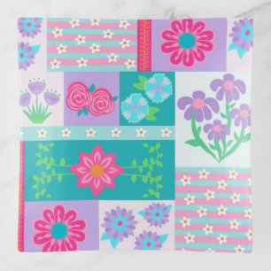 Vibrant Blooming Flowers Design Trinket Tray