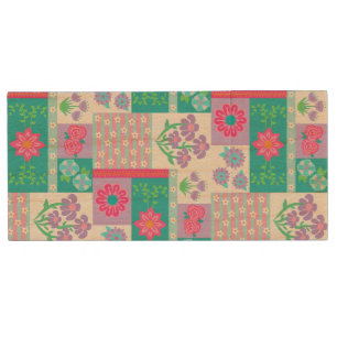 Vibrant Blooming Flowers Design Wood Flash Drive
