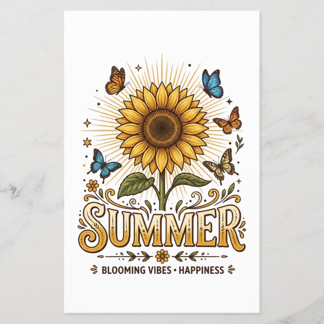 Vibrant Blooming summer sunflower with Butterflies Flyer (Front)