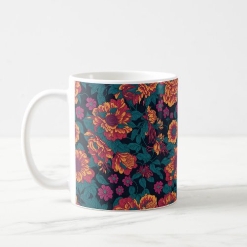 Vibrant Blooms A Fiery Floral Symphony Coffee Mug