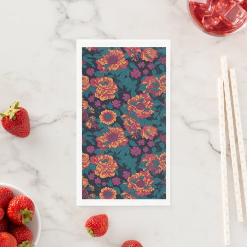 Vibrant Blooms A Fiery Floral Symphony Paper Guest Towels