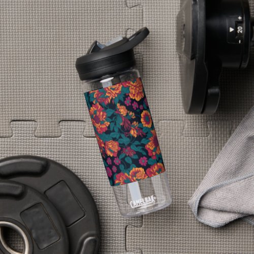 Vibrant Blooms A Fiery Floral Symphony Water Bottle