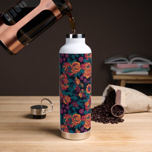 Vibrant Blooms A Fiery Floral Symphony Water Bottle