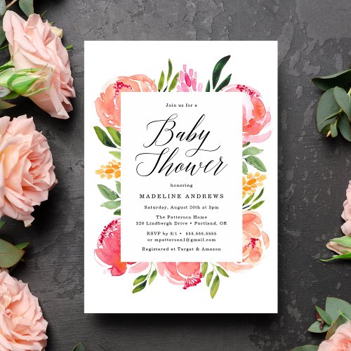 Vibrant Blooms Baby Shower Invitation