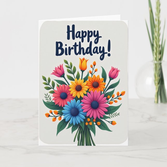 Vibrant Blooms Birthday Card (Front)