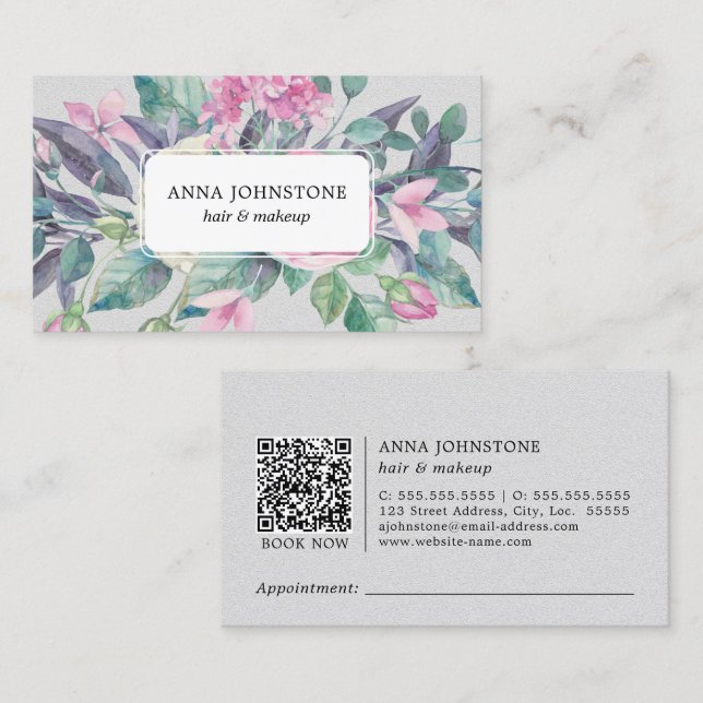 Vibrant Blooms QR Code | Appointment Business Card (Front/Back)