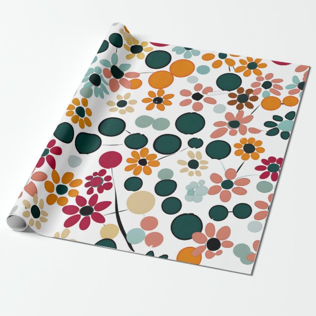 Vibrant Blooms Wrapping Paper (Unrolled)