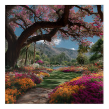 Vibrant Blossom Tree Garden Paradise View
