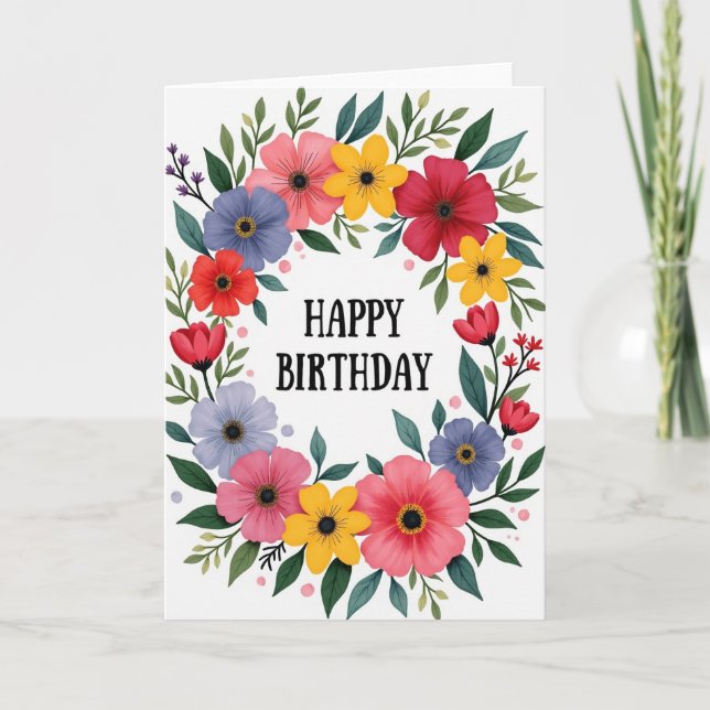 Vibrant Blossoms Birthday Card (Front)
