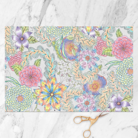 Vibrant Blossoms with Swirls of Vines and Leaves