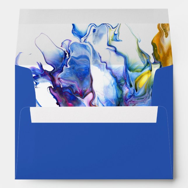 Vibrant Blue Abstract Fluid Art Agate Envelope (Back (Bottom))