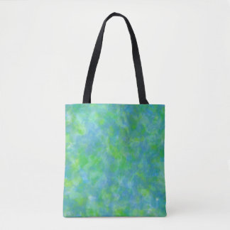 Vibrant Blue and Green Watercolor Brushed Tote Bag