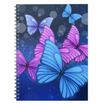 Vibrant Blue and Pink Butterfly Art