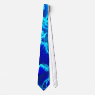 Vibrant Blue and Teal Carnation Flower Neck Tie