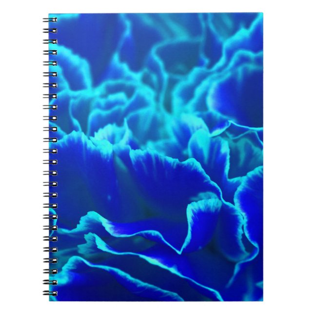 Vibrant Blue and Teal Carnation Flower Notebook (Front)