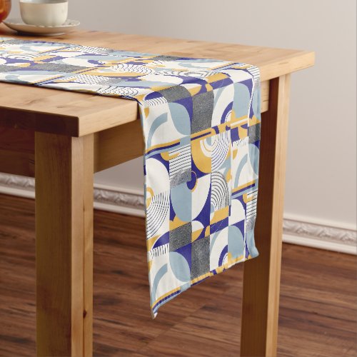 Vibrant Blue and Yellow Circle Patter Table Runner