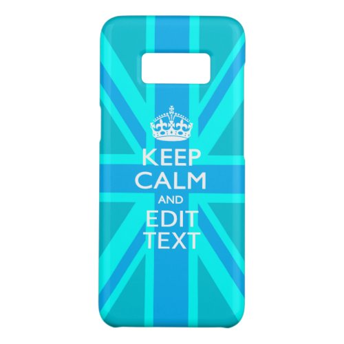 Vibrant Blue Aqua Keep Calm Your Text Union Jack Case_Mate Samsung Galaxy S8 Case