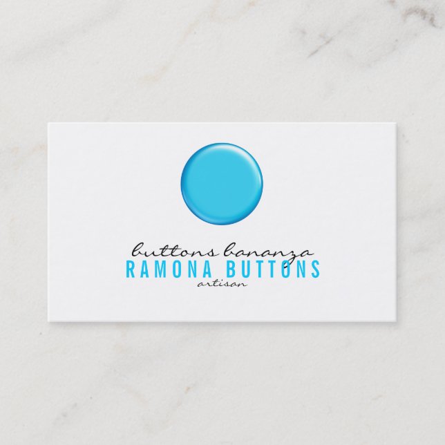 Vibrant Blue Balloon Button Graphic Card (Front)