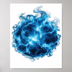 Vibrant Blue BLUE FIRE BALL Quote Design Poster