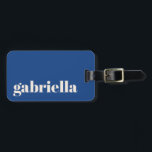Vibrant Blue Bold Typography Personalized Name  Luggage Tag<br><div class="desc">Travel in style with this personalized luggage tag featuring a modern minimalist design. The elegant serif name stands out against a vibrant blue background, creating a chic and timeless look. Perfect for frequent travelers, business professionals, students, and vacationers who want to easily identify their bags. The back includes space for...</div>
