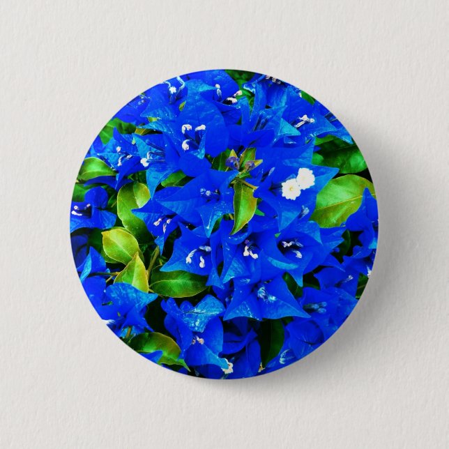 Vibrant Blue Bougainvillea Flowers Pinback Button (Front)