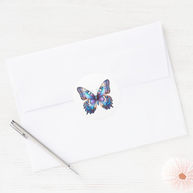 Vibrant Blue Butterfly Sticker (Envelope)
