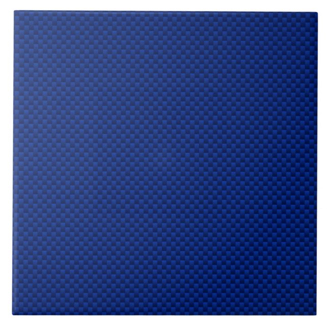 Vibrant Blue Carbon Fiber Like Print Background Ceramic Tile (Front)