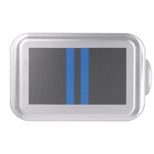 Vibrant Blue Carbon Fiber Style Racing Stripes Cake Pan