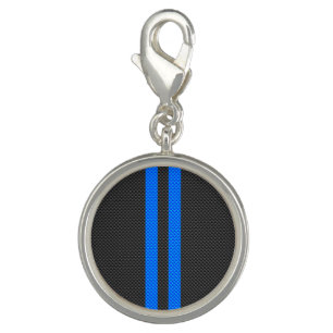 Vibrant Blue Carbon Fiber Style Racing Stripes Charm