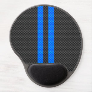 Vibrant Blue Carbon Fiber Style Racing Stripes Gel Mouse Pad