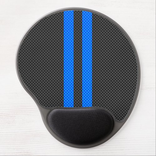 Vibrant Blue Carbon Fiber Style Racing Stripes Gel Mouse Pad