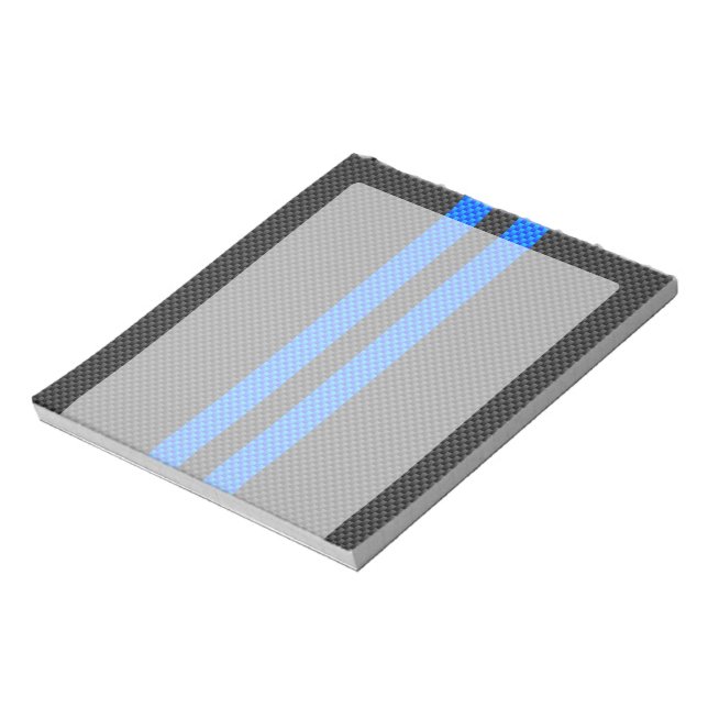 Vibrant Blue Carbon Fiber Style Racing Stripes Notepad (Rotated)