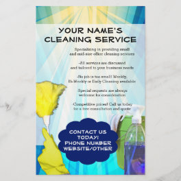 Vibrant Blue Cleaning Maid Service Business Flyer