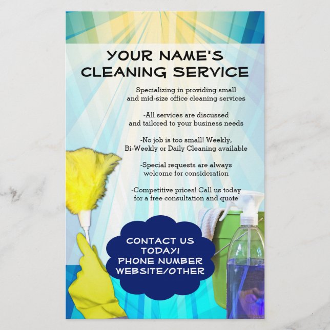 Vibrant Blue Cleaning Maid Service Business Flyer (Front)