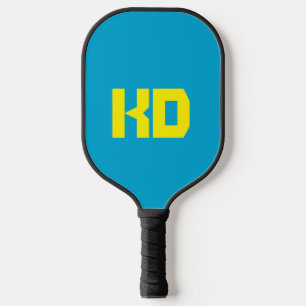Vibrant Blue Color Yellow Monogrammed Pickleball Paddle
