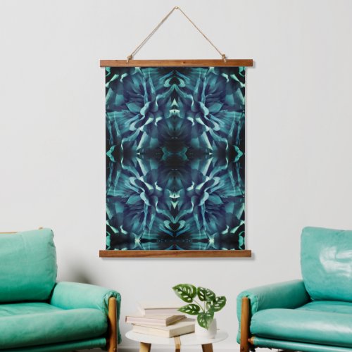 Vibrant Blue Dahlia Flower Abstract Art Hanging Tapestry