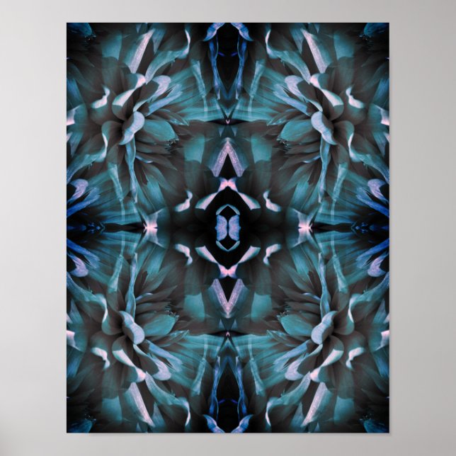 Vibrant Blue Dahlia Flower Abstract Art  Poster (Front)