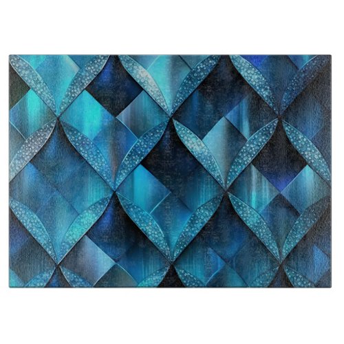 Vibrant Blue Diamond Pattern Cutting Board