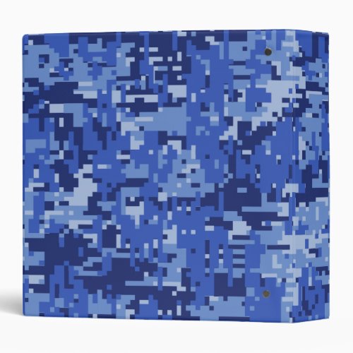 Vibrant Blue Digital Camo Camouflage Texture 3 Ring Binder