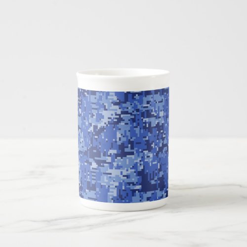 Vibrant Blue Digital Camo Camouflage Texture Bone China Mug