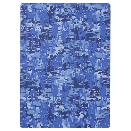 Vibrant Blue Digital Camo Camouflage Texture Clipboard