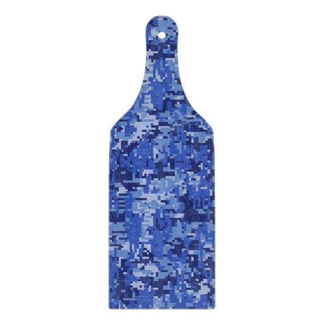 Vibrant Blue Digital Camo Camouflage Texture Cutting Board (Front)