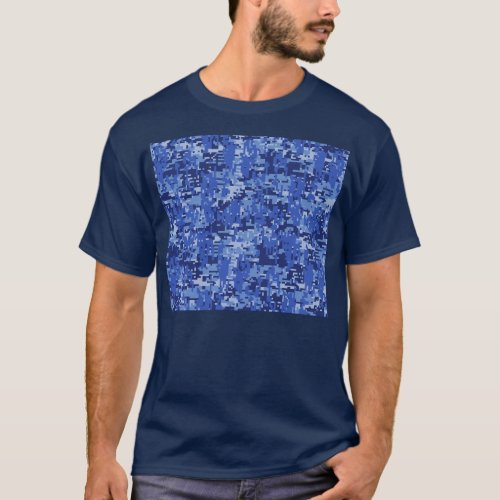 Vibrant Blue Digital Camo Camouflage Texture T_Shirt