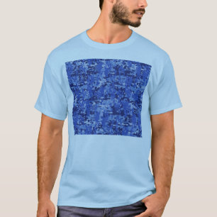 Vibrant Blue Digital Camo Camouflage Texture T-Shirt