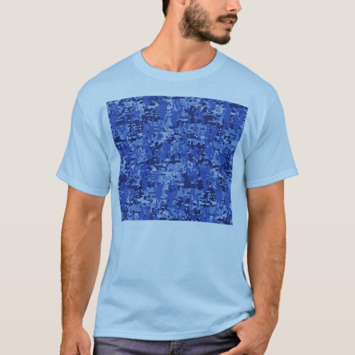 Vibrant Blue Digital Camo Camouflage Texture T_Shirt