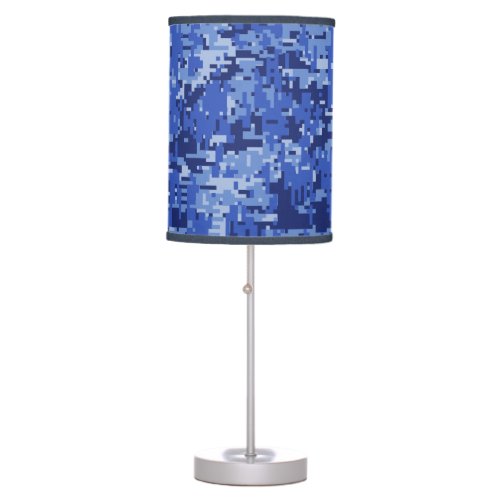 Vibrant Blue Digital Camo Camouflage Texture Table Lamp