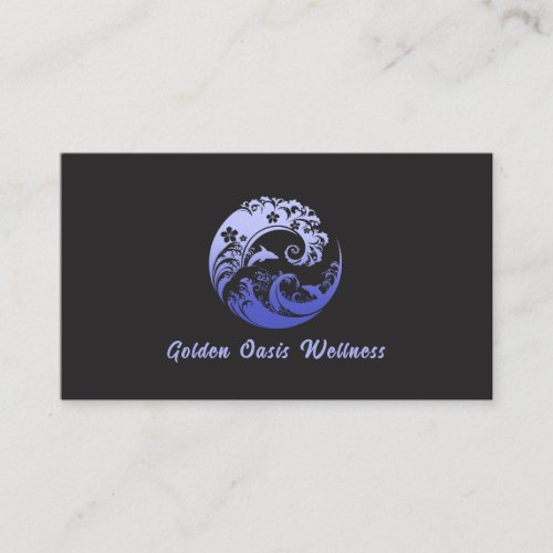 Vibrant Blue Dolphin Wave Spa Esthetician Business Card