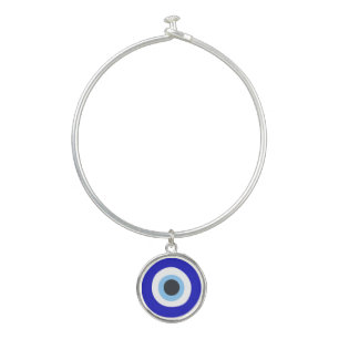 Vibrant Blue Evil Eye Mediterranean Nazar Amulet Bangle Bracelet